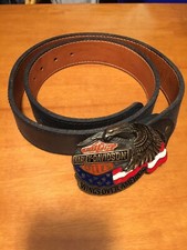 Harley Davidson Metal Buckle/Leather Belt &ldquo;Wings Over America&rdquo;, H425 USA&nbsp;