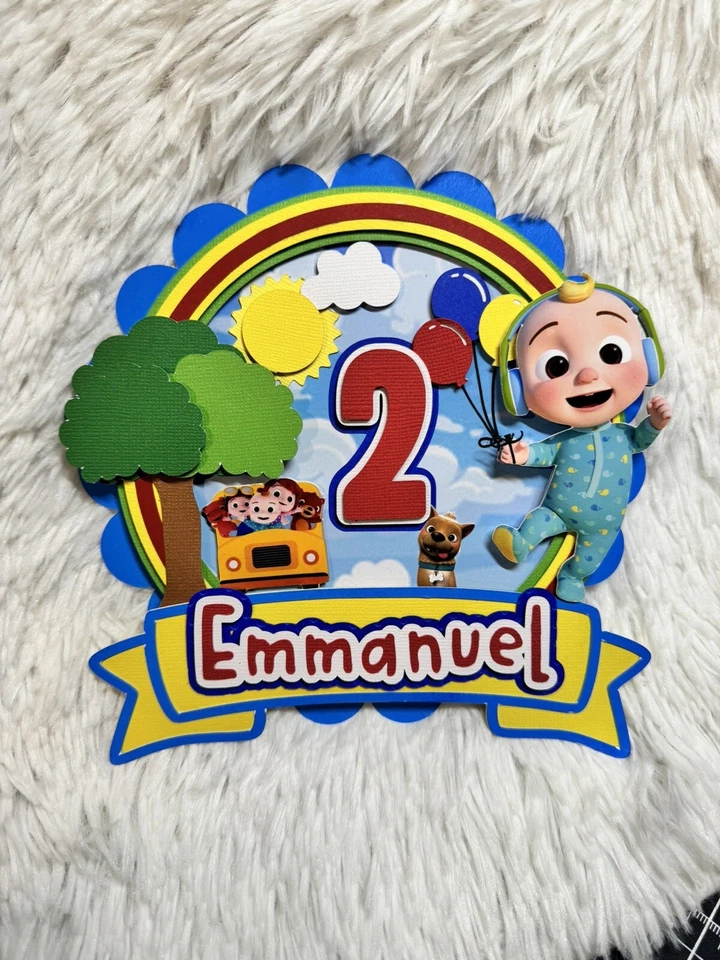 Personalized Cocomelon JJ Themed Cake Topper/ Any Name Any Age - Image 3 of 3