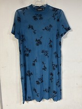 MINKPINK Sheer Teal Floral Mini Dress Small, Velvet Floral Detail, No Lining