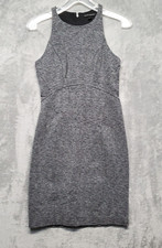 Banana Republic Dress Womens 0 Heather Gray Fitted Business Casual Racer Sheath