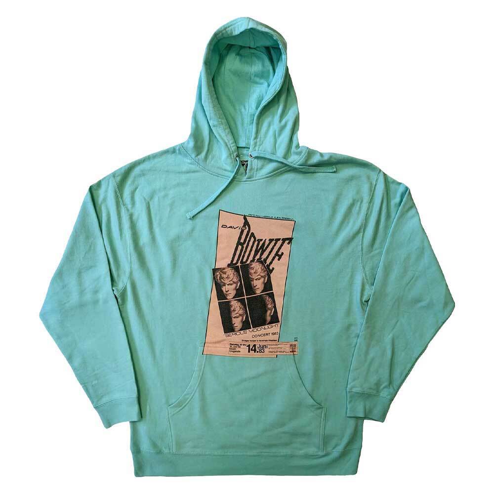 David Bowie Hoodie Serious Moonlight Concert 83 Official Unisex Green Pullover
