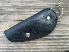 Leather Key Chain Black Genuine Leather Leaf Handmade Key Rings Car Keys Holder