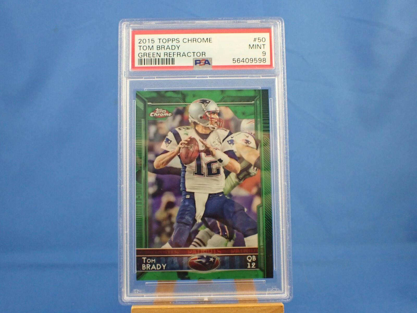 Tom Brady Topps Chrome 2015 #50 Green Refractor PSA 9 Mint