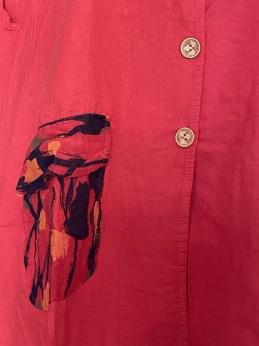 Flax Linen cotton women Tunic red Loose Fit Vest  balloon style from  Italy - Picture 7 of 9