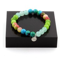 Mineralien Und Edelsteine. Armband Perlen Wasser-Melonen-Tourmalin + Chrysopras