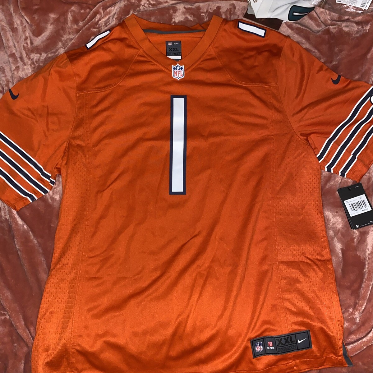 Men's Chicago Bears Justin Fields #1 Orange 2XL Jersey UK