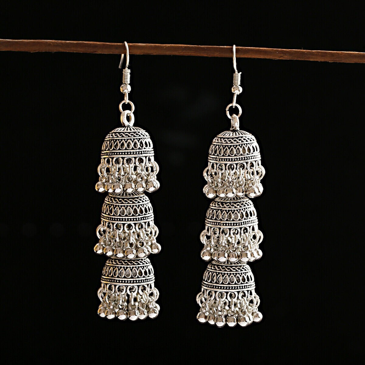 Boho 925 sterling silver vintage style tibetan tibet dangle drop hook earrings