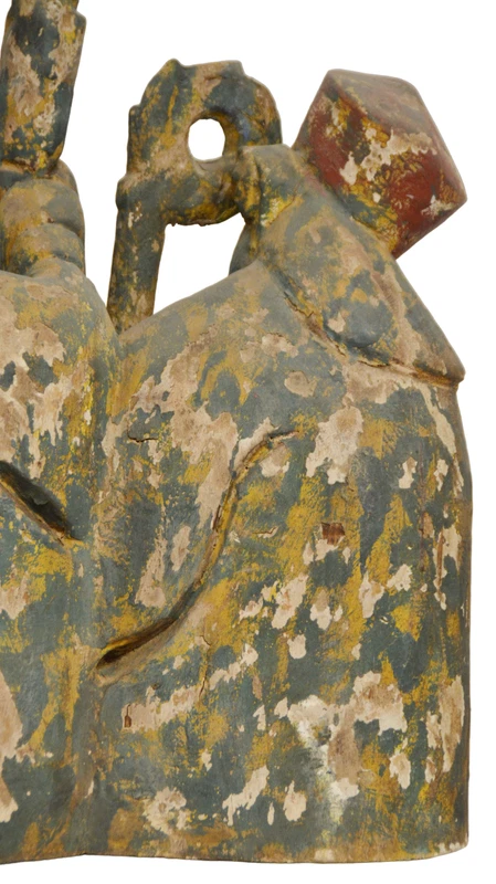 Statua Scultura 3 Personaggi in Legno Soprammobile Arte Moderna, fotografia 8 di 8