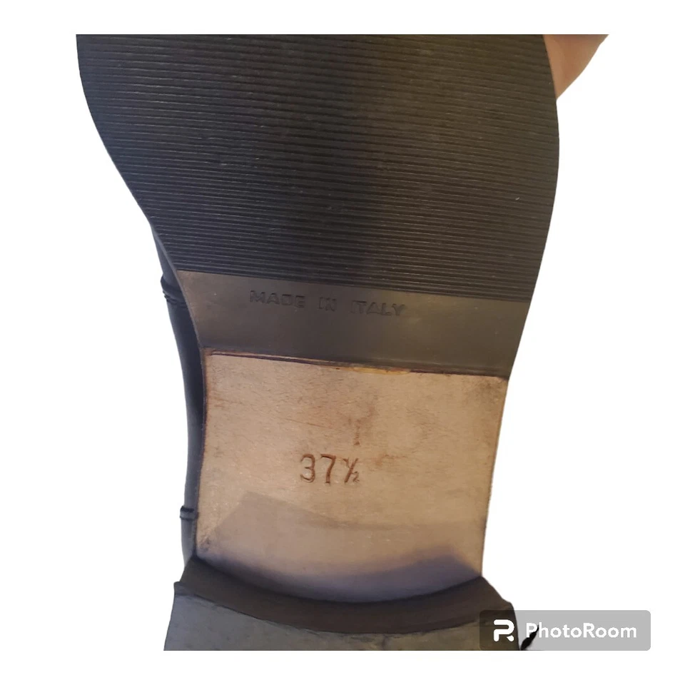 Vtg Joan & David Italy Faux Lace Up Prairie Riding Boots Black Leather 37.5 - Imagem 4 de 4