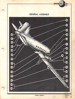 DC-3 Transport 1945 Parts Catalog WW II Book Flight Manual Pilot's