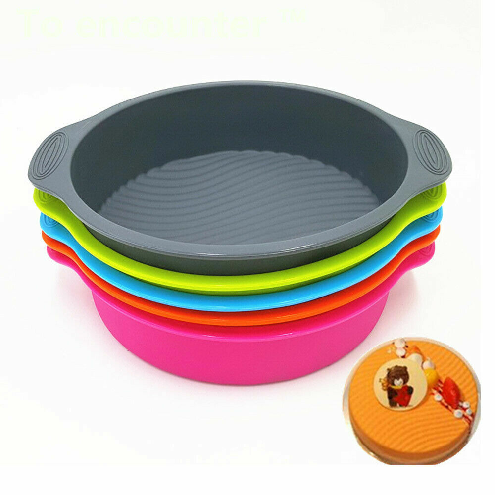 Silicone Round Cake Tin 23cm Mould Tray Non Stick Deep Cake Baking - Main Image
