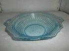 Anchor Hocking Blue Mayfair Open Rose depression 11.5"  Vegetable Bowl w/Handles