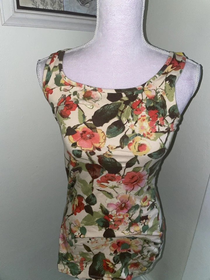 Twenty One Camiseta sin mangas de algodón para mujer M 3 lazos en la espalda floral Foto 2 de 4