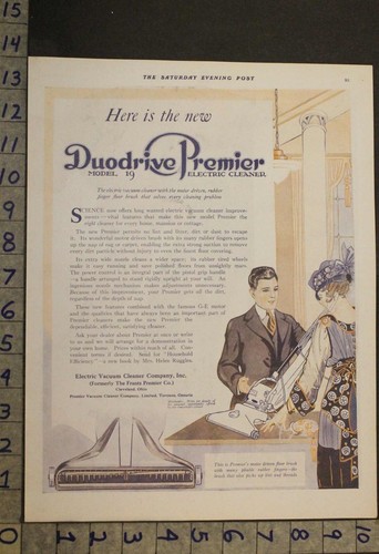 1919 DUODRIVE PREMIER ELECTRIC VACUUM CLEANER CLEVELAND HOUSE DECOR AD [[SKU] - Picture 1 of 1