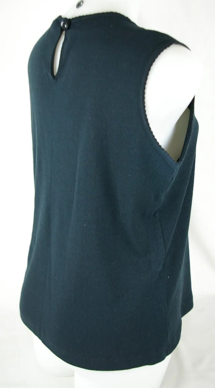 Basic Editions Solid Black Sleeveless Round Neck … - image 14