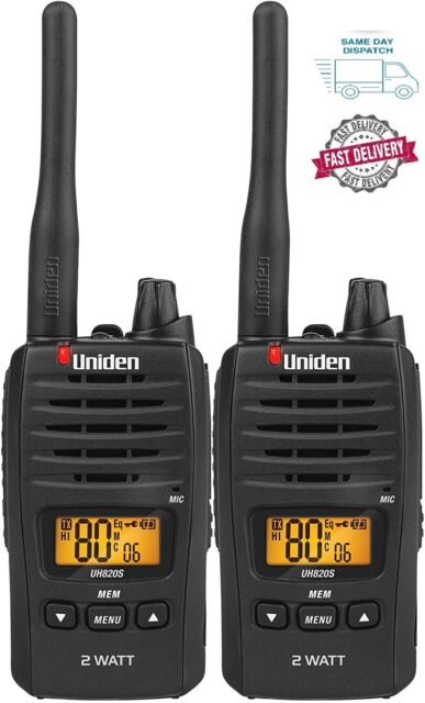 Uniden UH820S-2 80CH 2W UHF Handheld Radio Twin Pack *Fast Shipping*