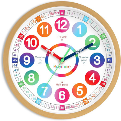 Learning Clock for Kids Telling Time Easily Teaching Clock Silent Non Ticking Ba