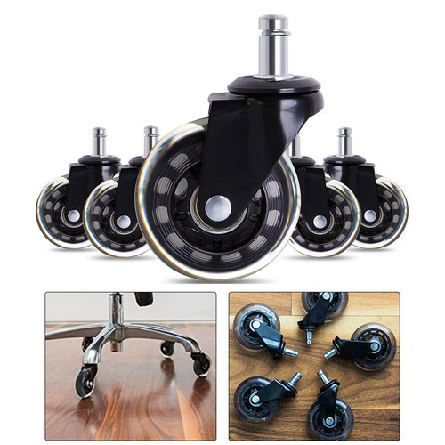 5er Set Premium Hartbodenrollen - Bürostuhlrollen Gummi Stuhlrollen im Ø75mm Top - Bild 6 von 19