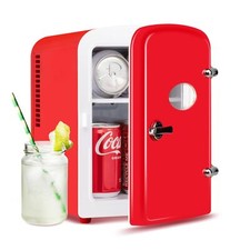 4L/6 Can Portable Mini Fridge Compact Cooler Warmer with window Red