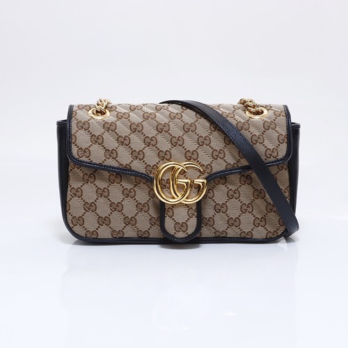 GUCCI GG Marmont Shoulder Bag Beige x Black 240726N eBay