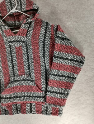 Mexican Hood Blanket Jacket Sz M Baja Joe Hippie Rug Mexican Hood Blanket Jacket Sz M Baja Joe Hippie Rug
