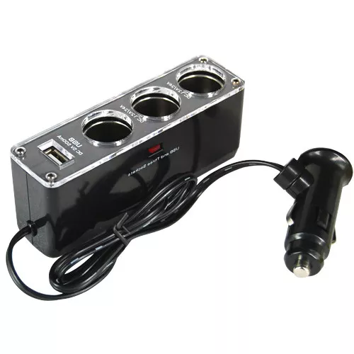 12v 3 Way Car Cigarette Lighter Socket In Car Charger Adapter