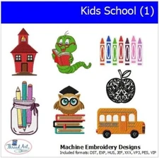 Embroidery Design Set - Kids School - 7 designs - 9 Formats - USB Stick