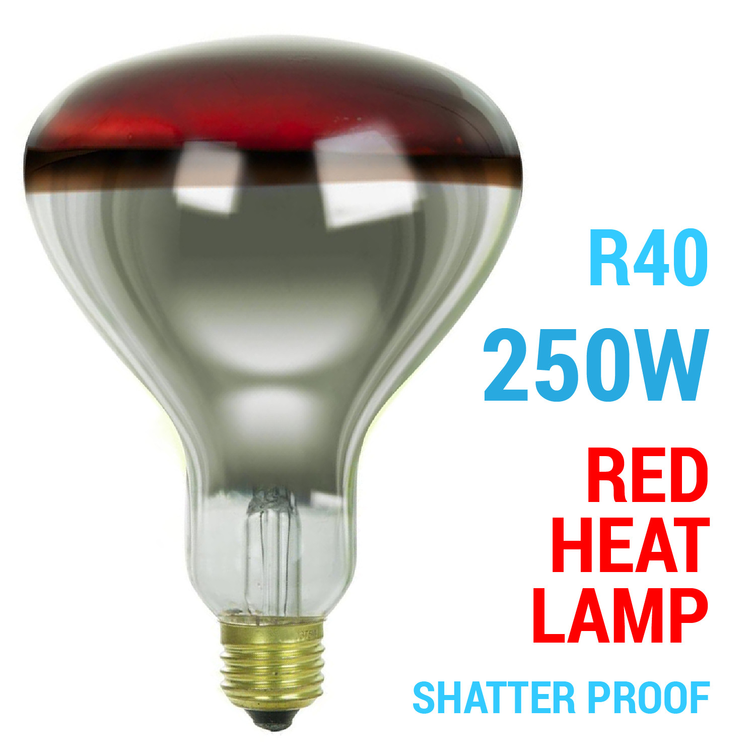 1 Pack Satco 250W R40 HR TF Shatter Proof Dimmable Red Heat 