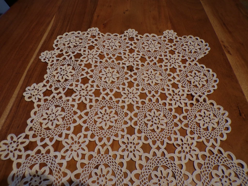 Linge ancien Chemin de table au crochet blanc ( ref 36 ) - Photo 4/4