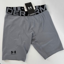 Under Armour Boys Youth YLG LG G Heatgear Compression Shorts Gray Black