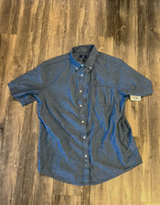 George Men  s Blue Short Sleeve Button Down Dress Shirt Size M
