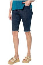 Denim Co. Indigo Easy Stretch Frayed Edge Bermuda Short - Dark Wash/Petite 6