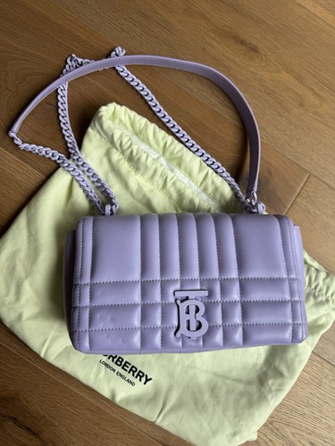 Burberry Light Purple Lilac Lavender Lola Quilted Lambskin Leather Flap Bag