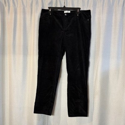 Christopher & Banks Women's Black Straight Leg Velour Pants
