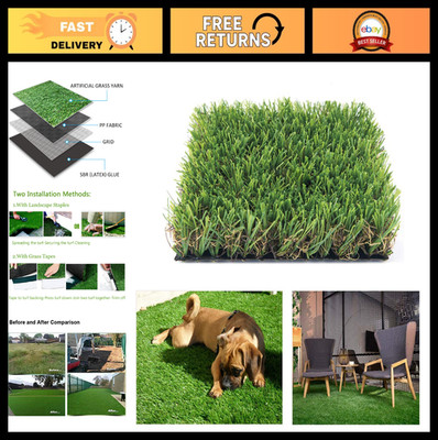 Deluxe Realistic Artificial Grass Turf 4FTx6FT - Pet-Friendly Faux Grass Rug for