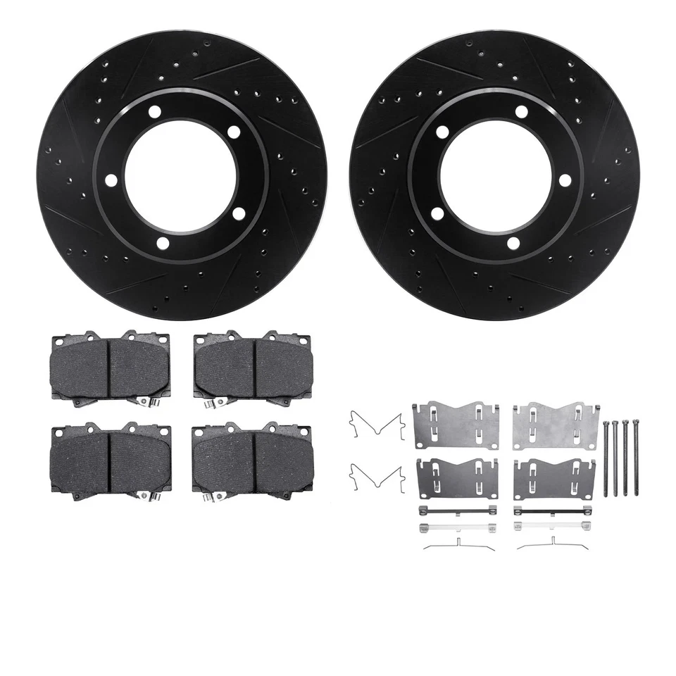 For Toyota Land Cruiser 98-07 Brake Kit eLINE Series Drilled & Slotted Front - Image 2 of 4