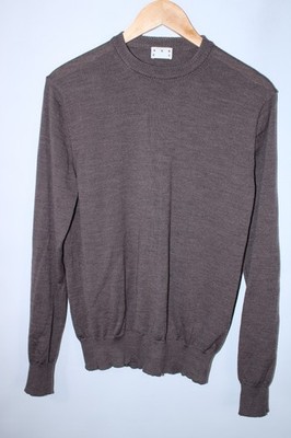 Asket Men's Small Long Brown Knit Wool The Merino Sweater