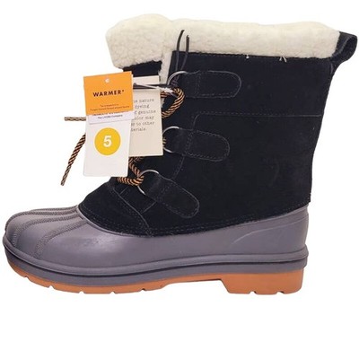 Cat & Jack Suede Boots Insulated Waterproof Faux Fur Lining Boy's 5