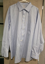 BROOKS BROTHERS Men s Dress Shirt 18.5 - 36 Blue Non Iron Stretch Supima Cotton