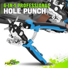 Blue 6-In-1 Multifunction Professional Stainless Steel Hole Punch Aluminum Paper