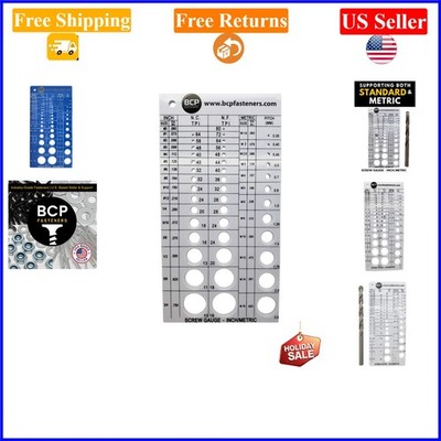 Screw Thread Gauge, Metric & SAE, Plastic, for Fastener & Drill Bit Size