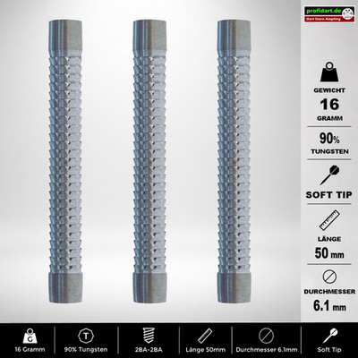     Dart Darts Barrel Barrels Griffstück Soft 90% Tungsten 50x6,1 mm 16g 16 gr