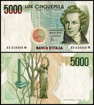Italy 5000 Lire, 1985, P-111c, Used | eBay