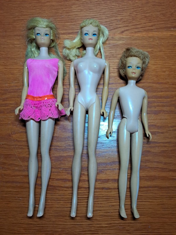 Vtg 60s Midge Barbie Doll TWO DOLLS (Japan) Pink Swimsuit & Small Doll (USA)