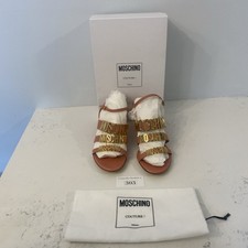 MOSCHINO Womens Degrade Logo Metal Sandals - Great Condition - New Photos