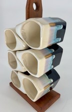 Rodolfo Padilla Studio Pottery Mug Set 6 Wood...