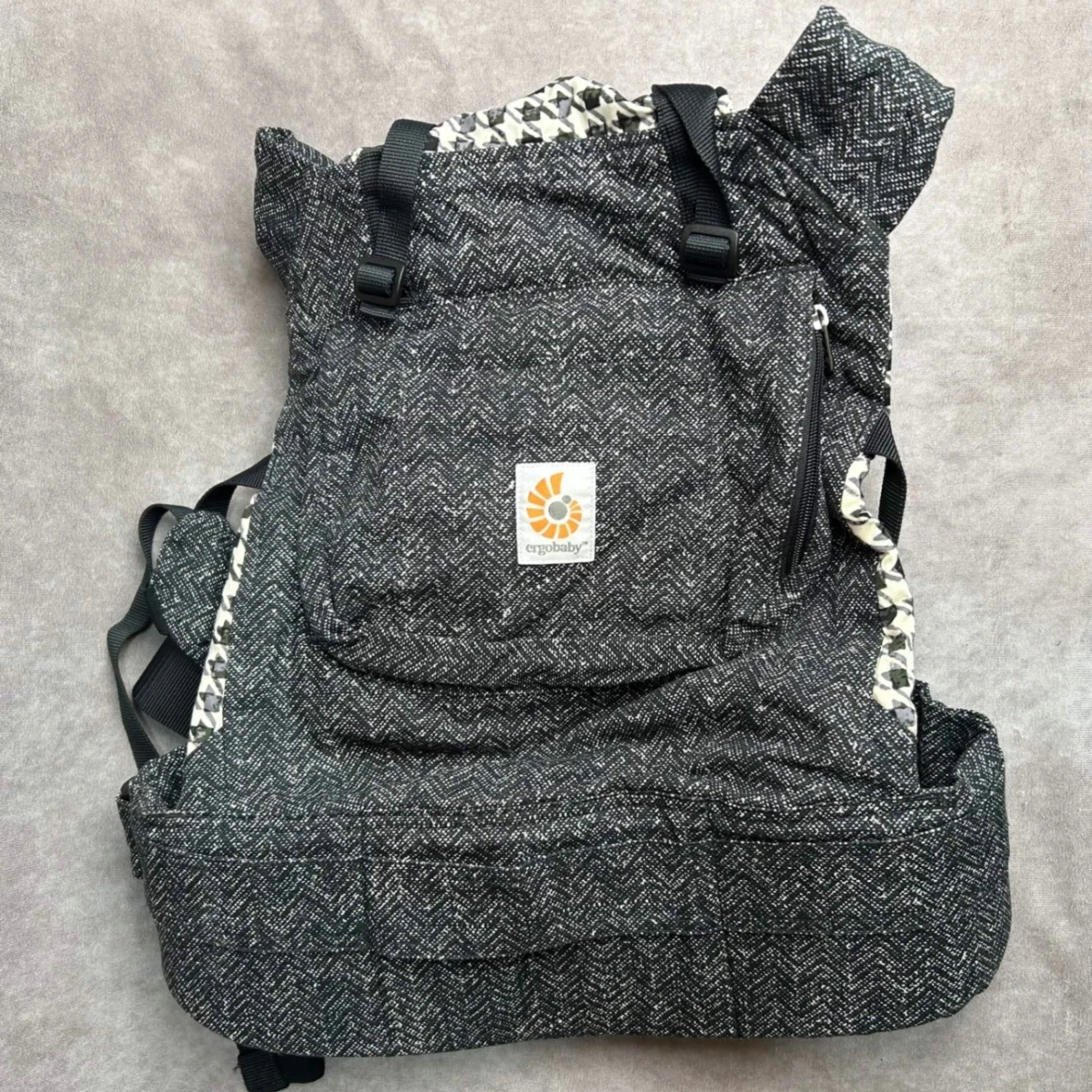 Ergobaby 360 Baby Carrier Black White Herringbone Houndstooth 100% Cotton 12-45