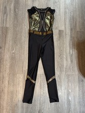 One Piece Black Gold Jazz Tap Contemporary Open Costume X-Large Child XL EUC