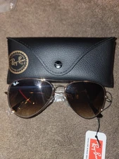Ray-Ban Polished Arista Gold Hexagonal Flat Sunglasses Bronze Lenses