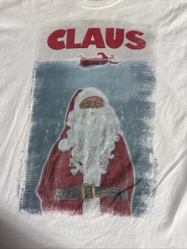 Santa CLAUS Christmas JAWS Movie Poster Funny Adult 2XL White T-shirt Xmas Humor - Bild 2 von 7